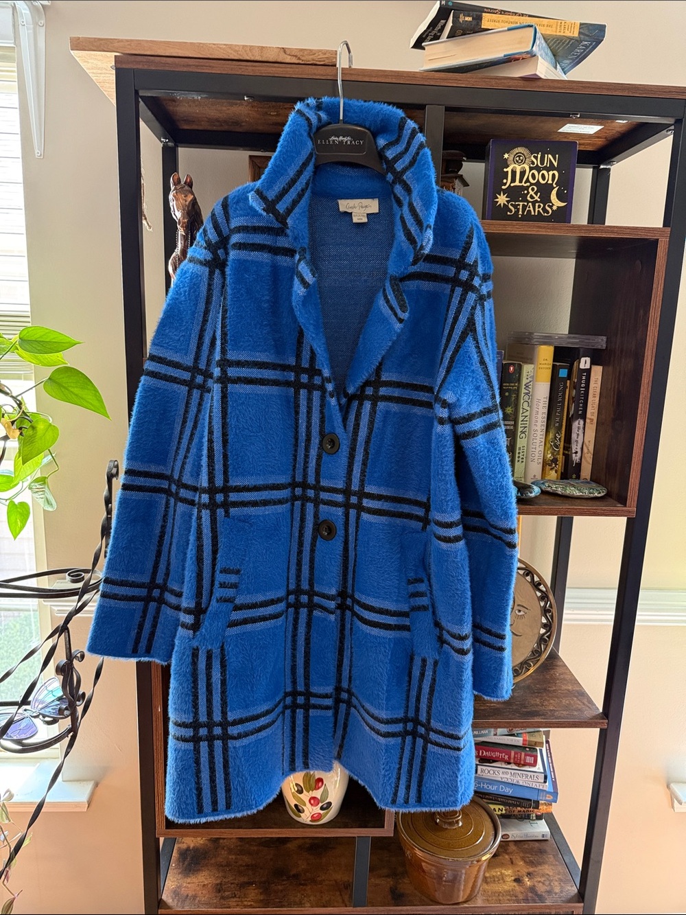 Charlie Paige Blue Plaid Pea Coat